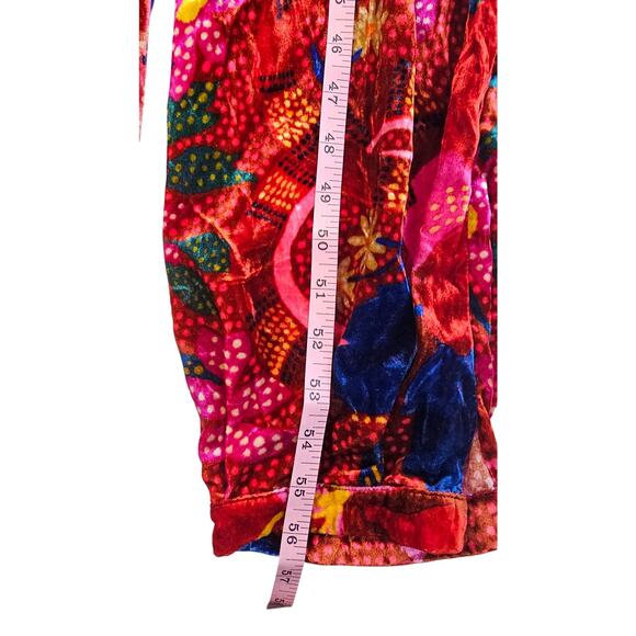 Farm rio snake garden red velour floral bright jumpsuit long sleeve winter S - Picture 11 of 14